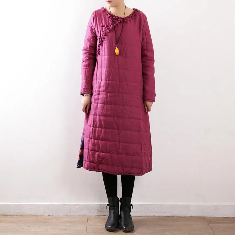 2018 red Outfits Loose fitting o neck side open Parka New Chinese Button thick winter outwear Smart Office Coat 2018 red Outfits Loose fitting o neck side open Parka New Chinese Button thick winter outwear Smart Office Coat