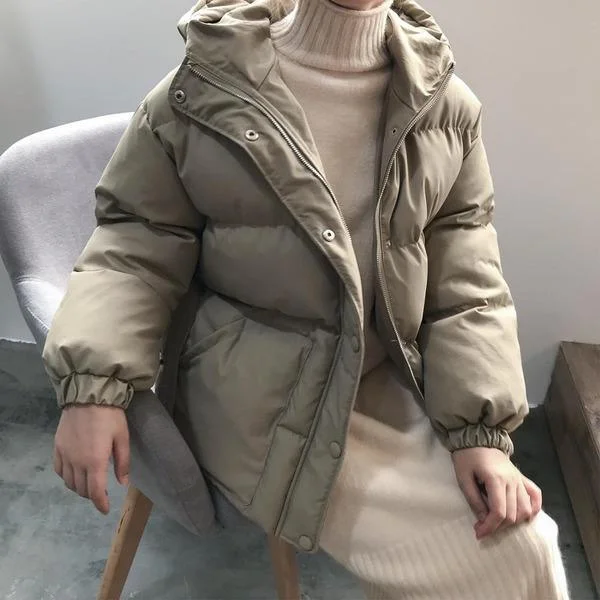 Winter Warm Coat Femme Black Parkas with Sashes Hooded Korean Style Women Clothing Belted Herringbone Coat Winter Warm Coat Femme Black Parkas with Sashes Hooded Korean Style Women Clothing Belted Herringbone Coat