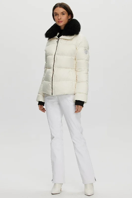 Après-Ski Jacket with Detachable Toscana Shearling Lamb Collar Quilted Hybrid Jacket