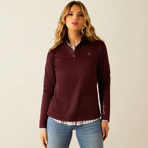 Women's Tek Team 1/2 Zip Sweatshirt - Malbec Heather & Dark Malbec Fleece Fabric Down Fabric Feather Fabric