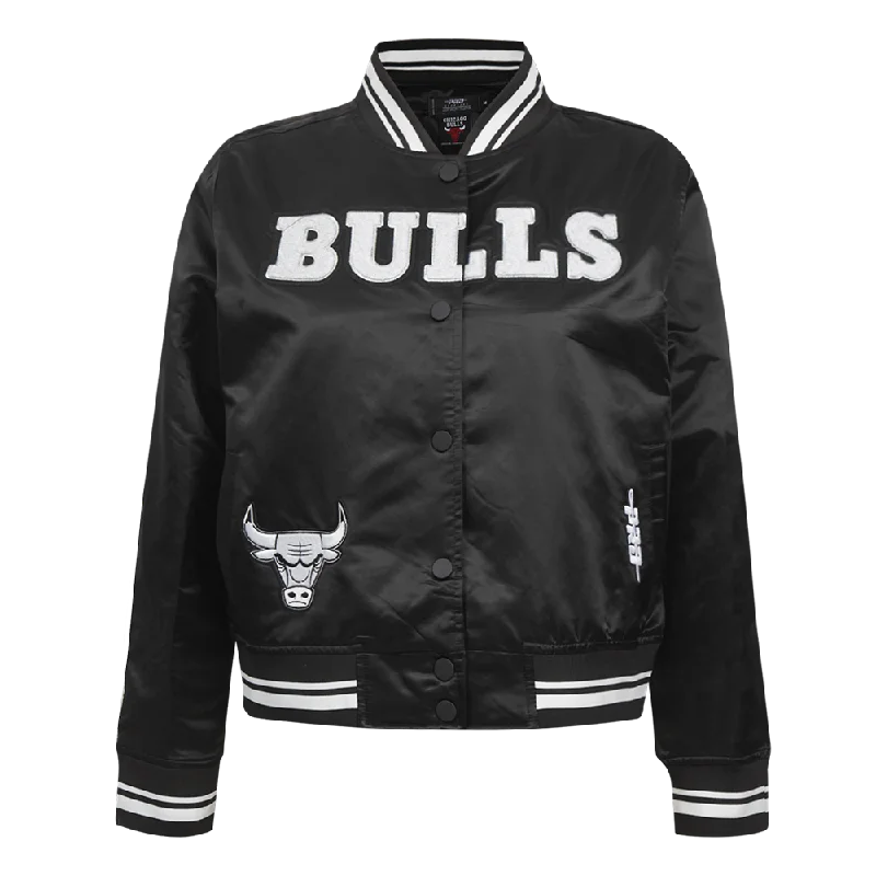 NBA CHICAGO BULLS PEARLS WOMEN'S RIB SATIN JACKET (BLACK) Warm Down Parka