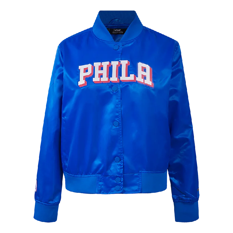 NBA PHILADELPHIA 76ERS CLASSIC WOMEN'S SATIN JACKET (ROYAL BLUE)