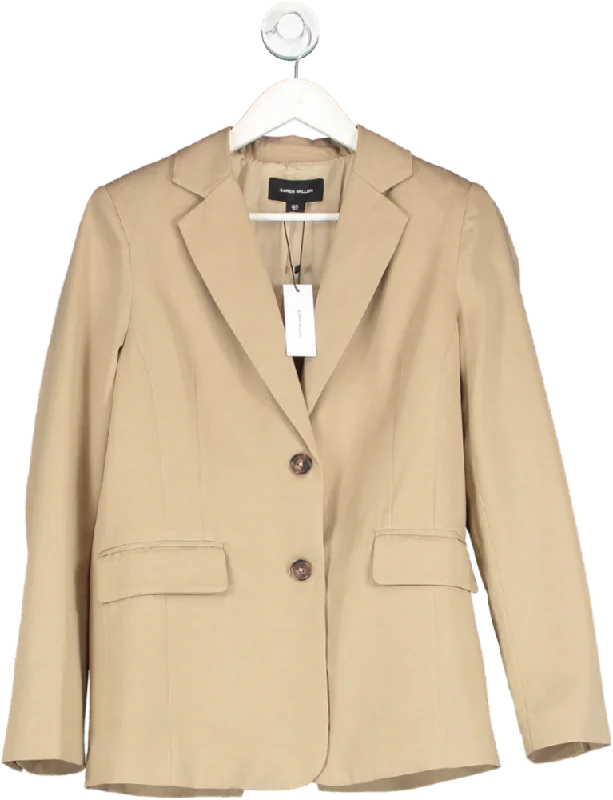 Karen Millen Beige Tencel Wrap Back Detail Relaxed Tailored Blazer UK 10 Ultra-Soft Sherpa Vest Karen Millen Beige Tencel Wrap Back Detail Relaxed Tailored Blazer UK 10 Ultra-Soft Sherpa Vest