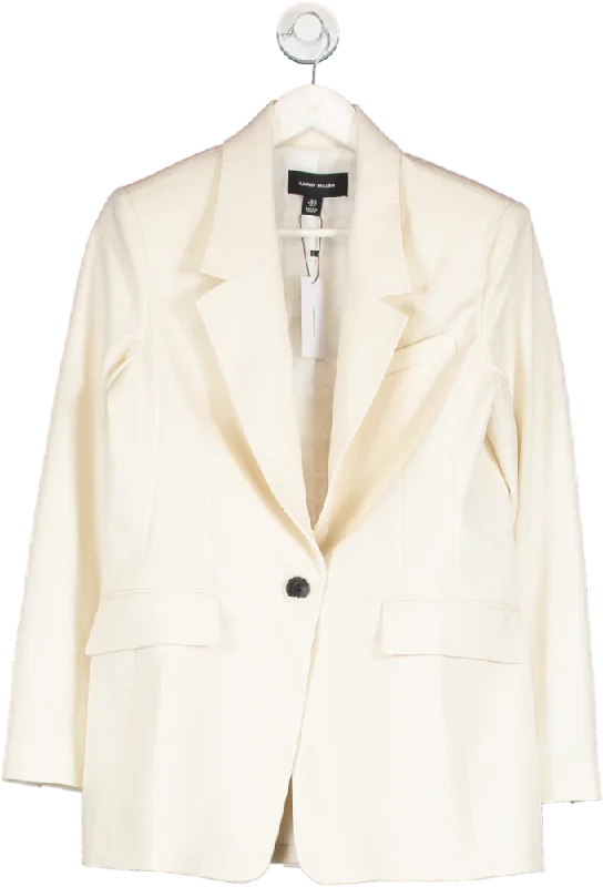 Karen Millen Cream Tailored Single Breasted Pocket Detail Blazer UK 10 Open-Knit Duster Coat Karen Millen Cream Tailored Single Breasted Pocket Detail Blazer UK 10 Open-Knit Duster Coat