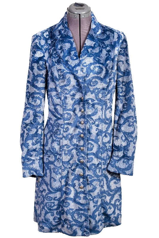 Scully Womens Blue Polyester Jacquard Jacket Hooded Puffer Anorak