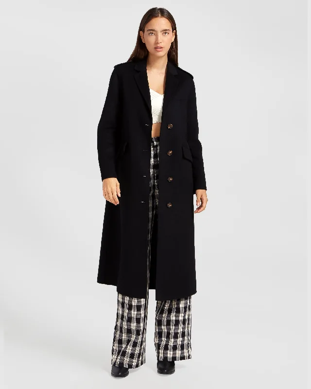 Tainted Love Longline Coat - Black Stretch Fit Moto Jacket