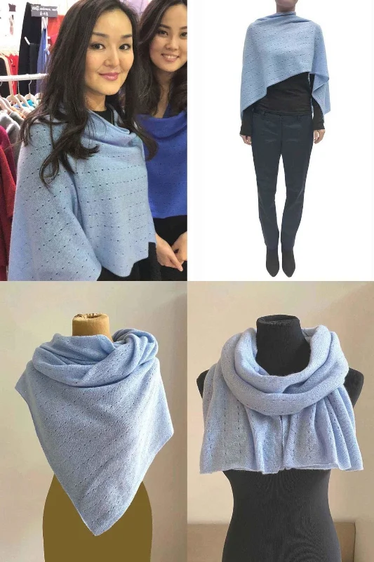 Powder blue cashmere poncho Multiway Stylish Winter Overcoat