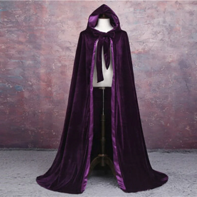 Medieval Velvet Hooded Cloak Cozy Wool Cape Coat