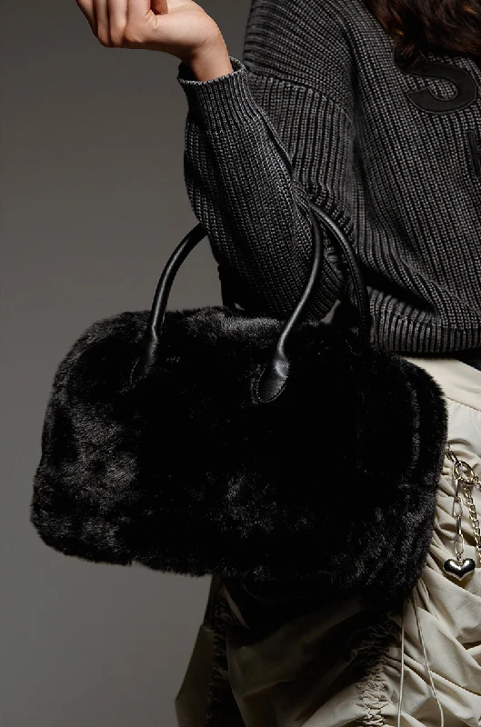 TOO FURRY TO CARE FAUX FUR BAG Button-Up Wool Vest