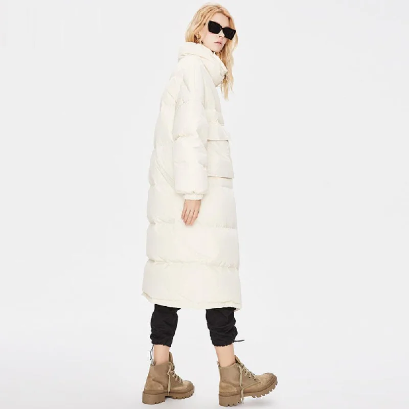 Women's Thicker Knee-length Down Jacket White Thick Thermal Vest