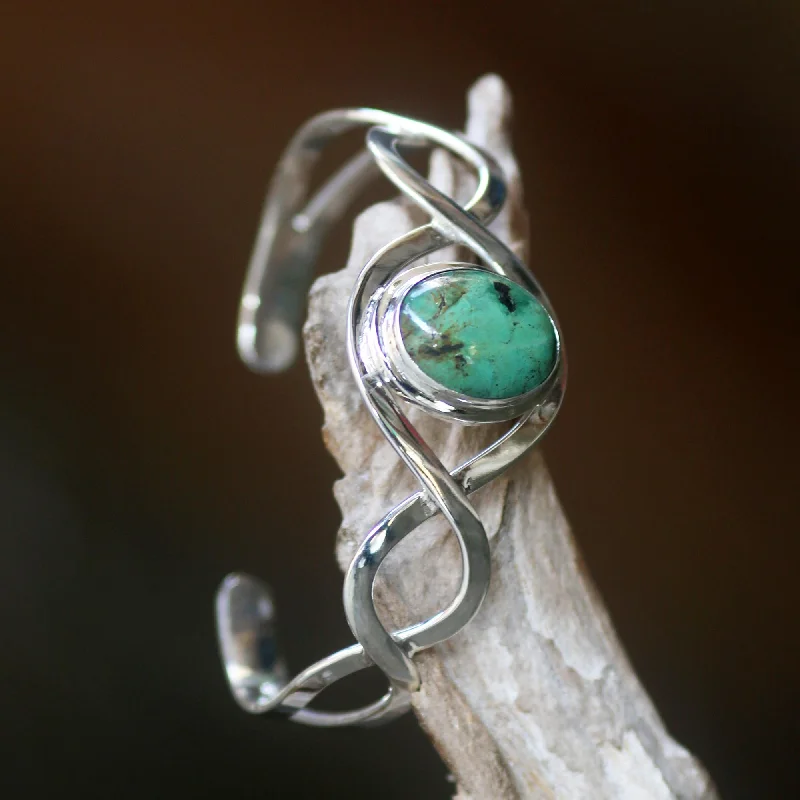 The Perfect Jewelry Piece At The Perfect Discount DNA Sterling Silver and Reconstituted Turquoise Cuff Bracelet