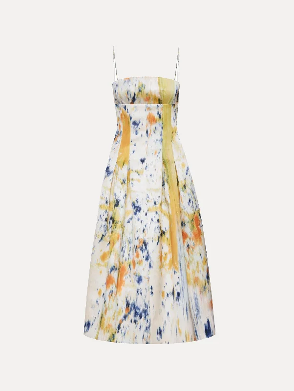 Abstract Brushstroke Satin Dress