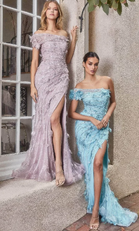 Andrea and Leo A1155 - Asymmetric Neck High Slit Prom Gown