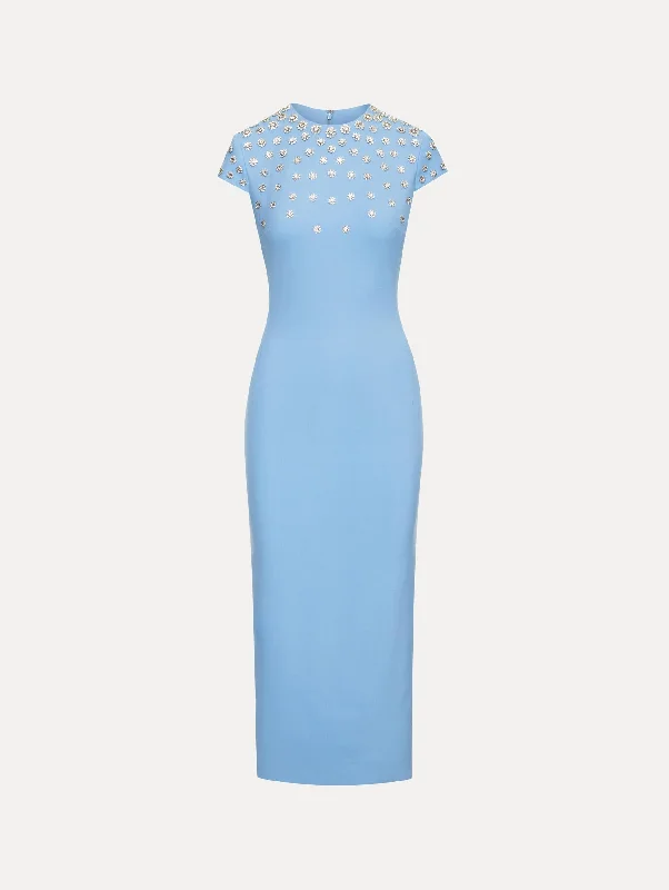 Crystal Embroidered Cap Sleeve Dress