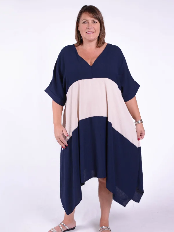 Lagenlook Asymmetric Hem Dress - 3282 STRIPE