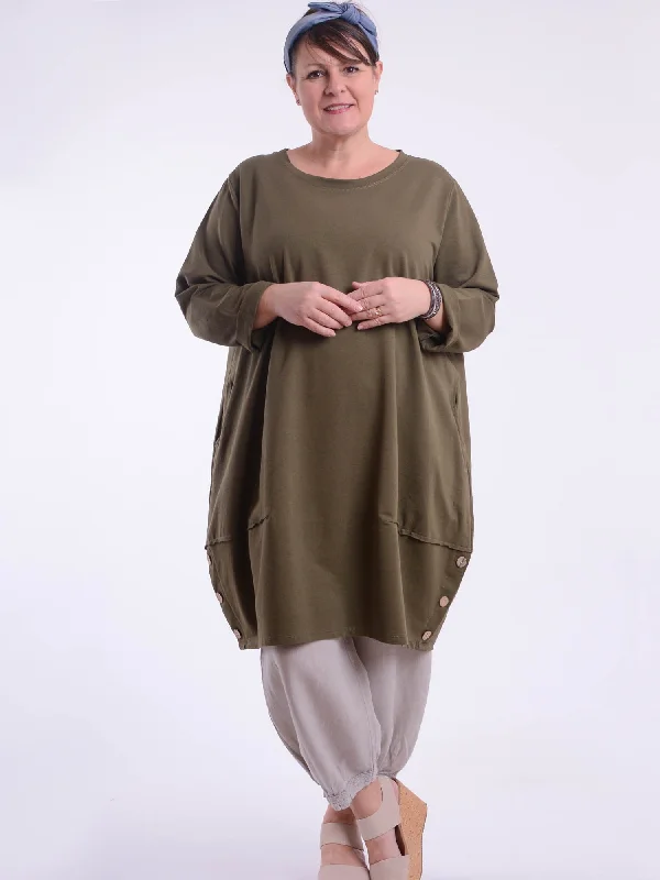 Lagenlook Buttoned Hem Dress - 10667