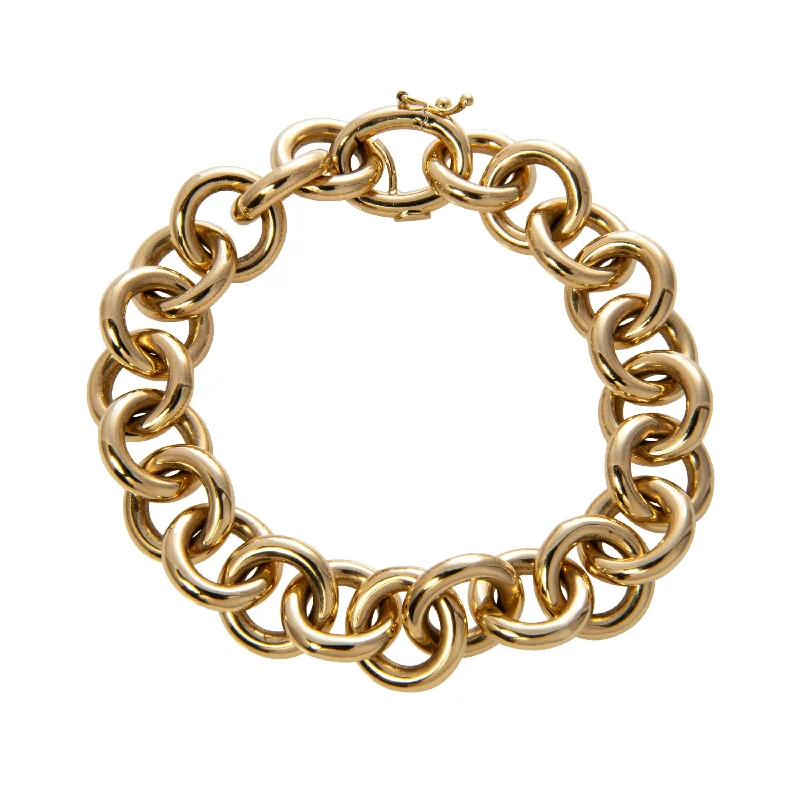 Unmissable Discounts On Timeless Jewelry Pieces 18K Yellow Gold Polished Round Link Bracelet